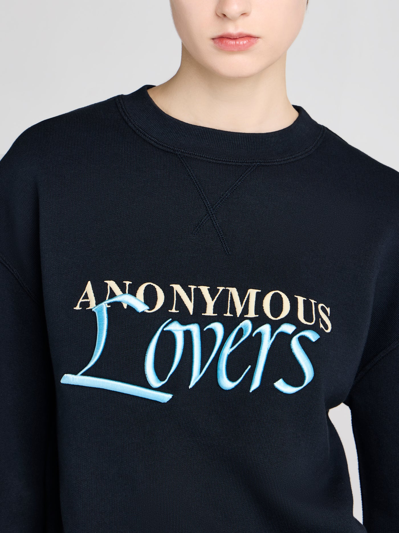 WOMENS 'ANONYMOUS LOVERS' SWEATSHIRT IN WASHED BLACK