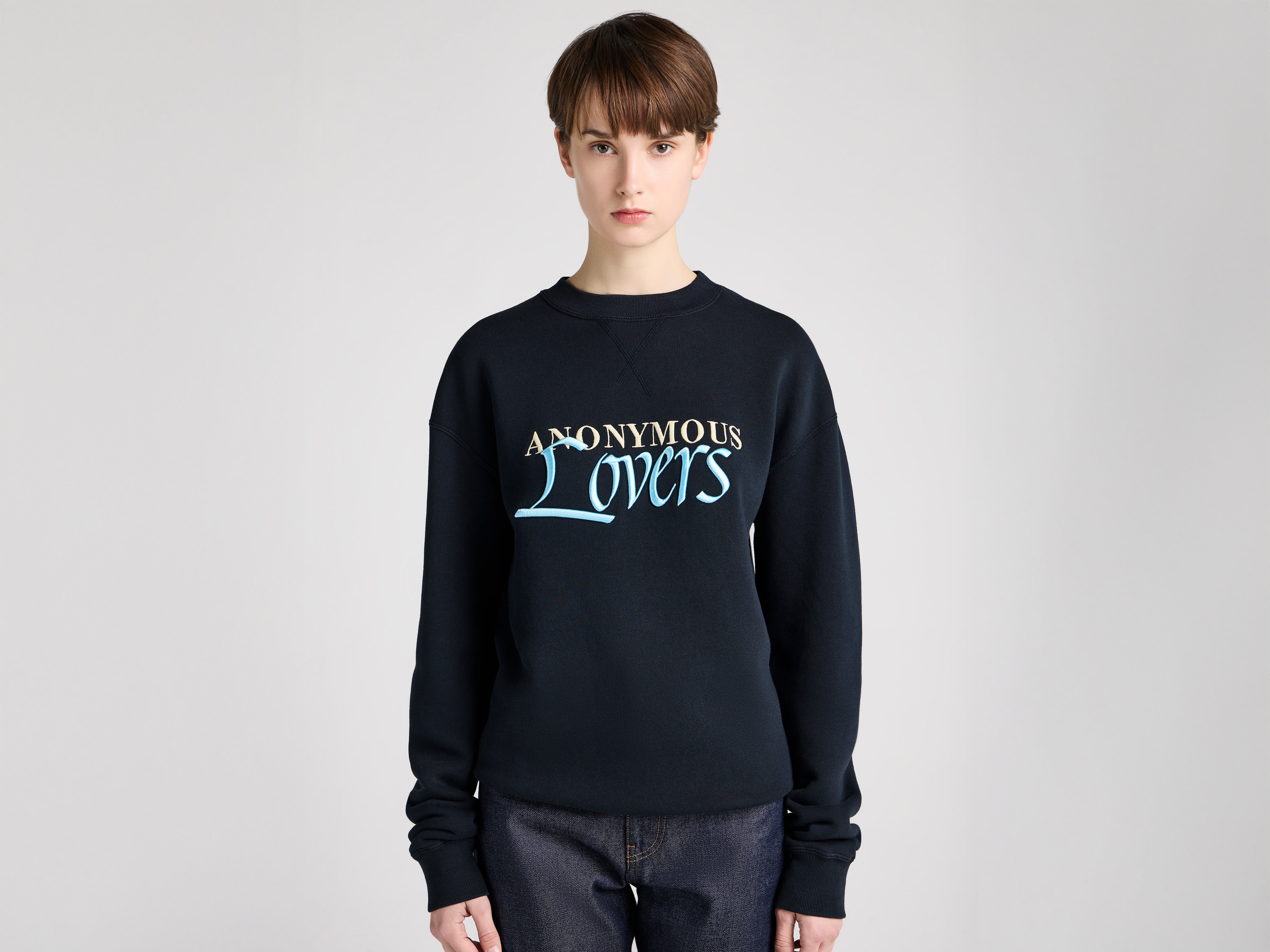 WOMENS 'ANONYMOUS LOVERS' SWEATSHIRT IN WASHED BLACK in WASHED