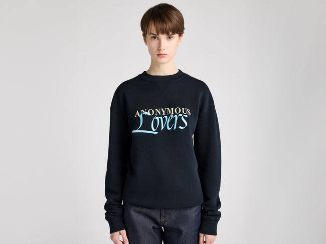 WOMENS 'ANONYMOUS LOVERS' SWEATSHIRT IN WASHED BLACK