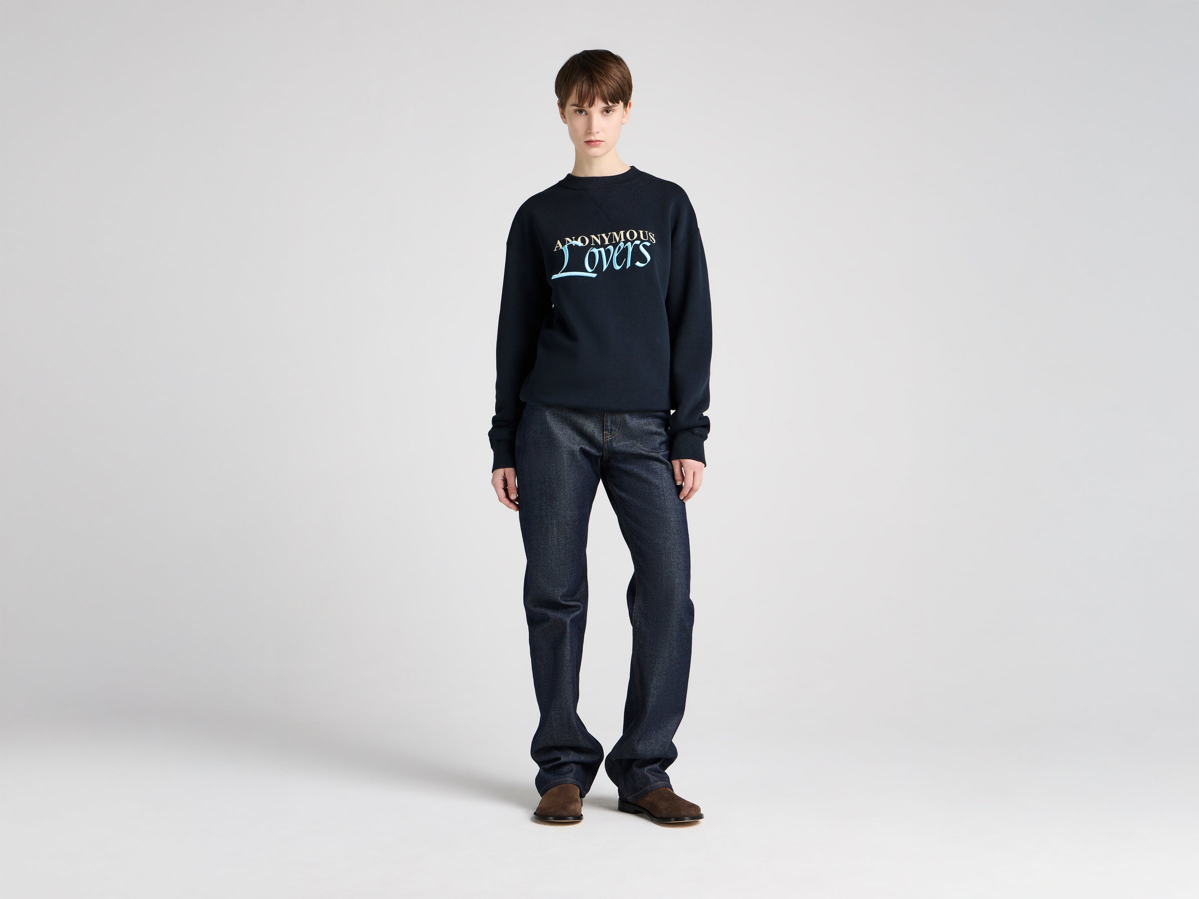 WOMENS 'ANONYMOUS LOVERS' SWEATSHIRT IN WASHED BLACK