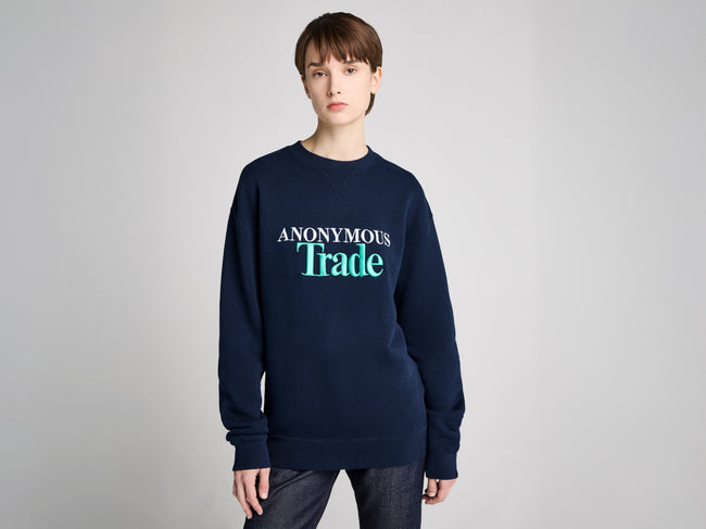 WOMENS 'ANONYMOUS TRADE' SWEATSHIRT IN NAVY