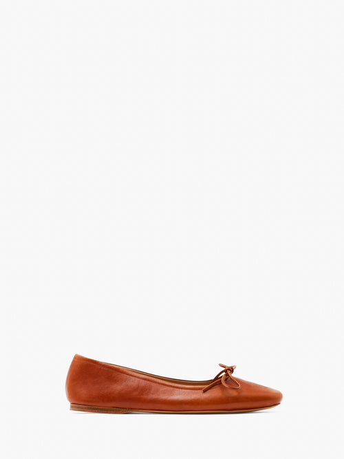 ROUND-TOE LEATHER BALLERINAS