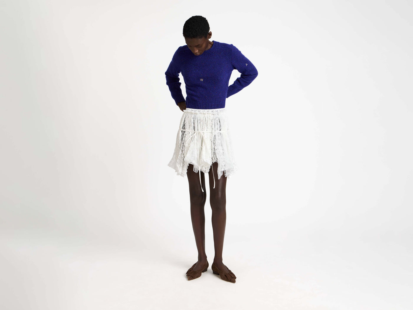 ruffle ballerina w brown Model Front 4