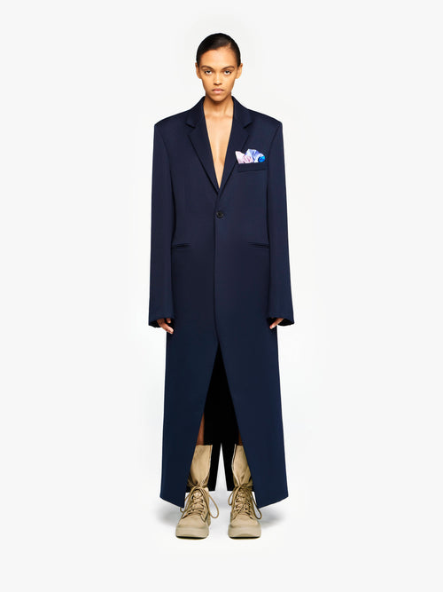 LONG COAT WITH SATIN HANDKERCHIEF