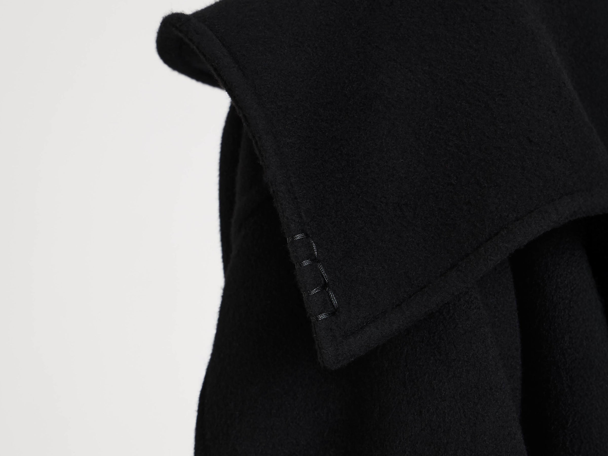 wrap coat black Model Detail 9