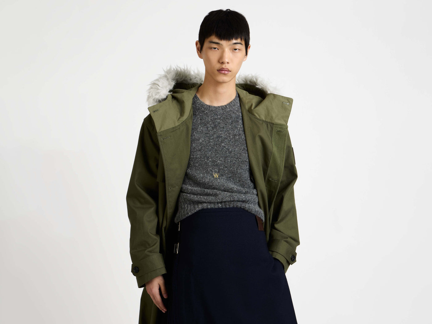 double breasted parka hunter green 1 Model Detail 8