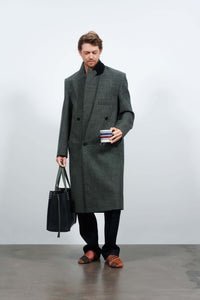 DOUBLE BREASTED COAT IN BOTTLE GREEN
