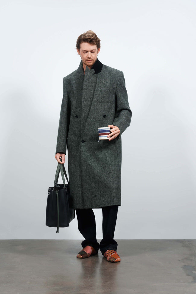 DOUBLE BREASTED COAT IN BOTTLE GREEN