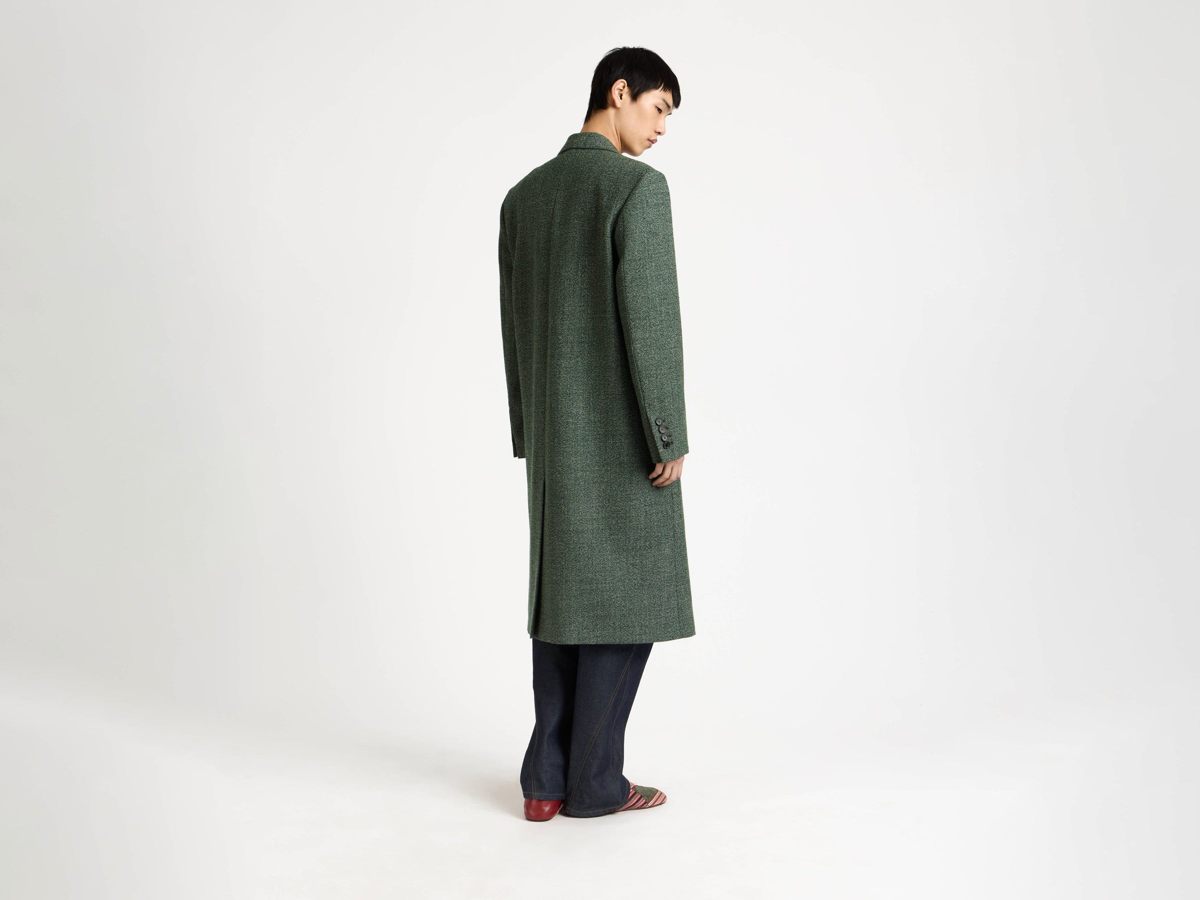 DOUBLE BREASTED COAT IN BOTTLE GREEN