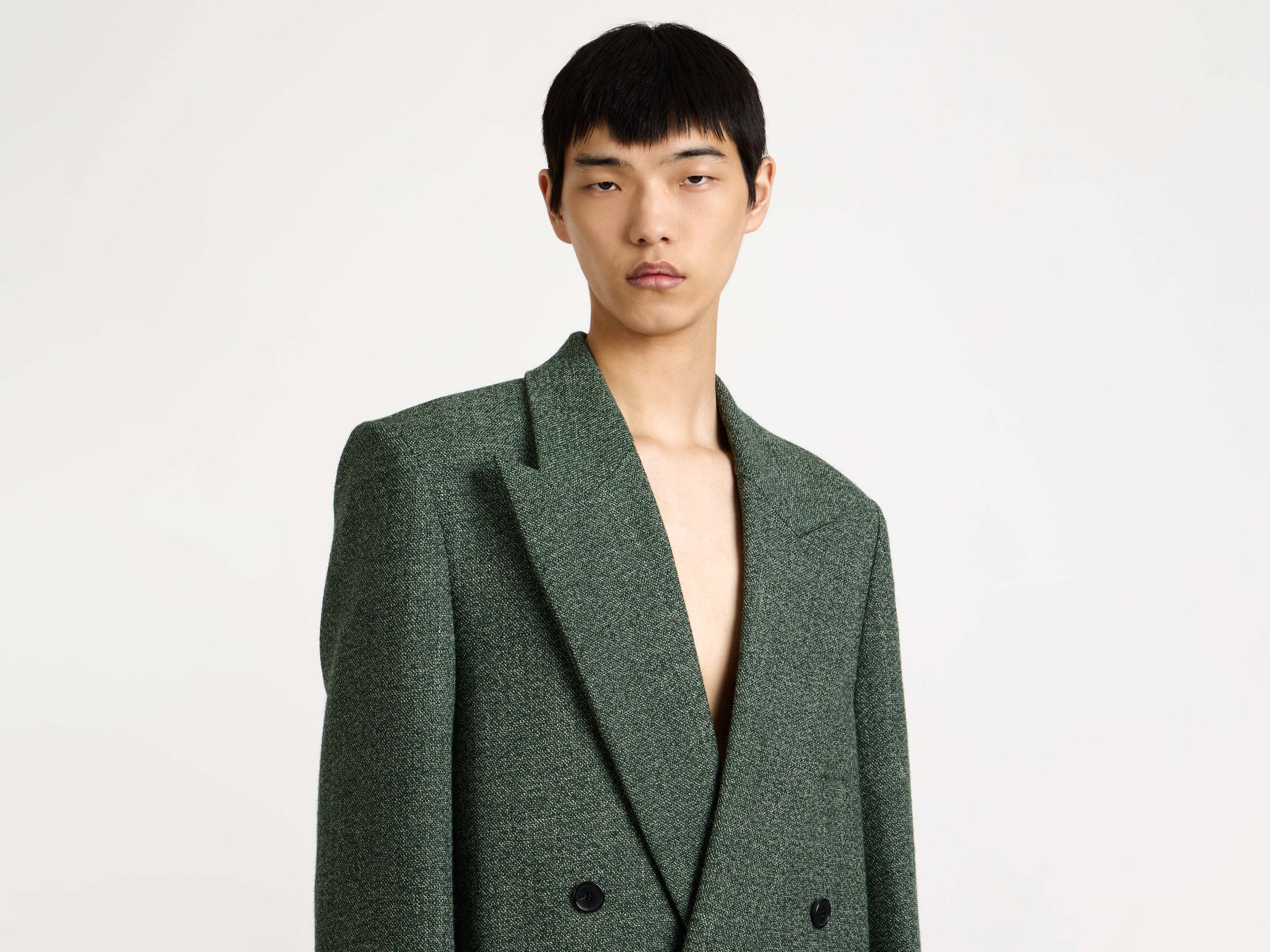 DOUBLE BREASTED COAT IN BOTTLE GREEN