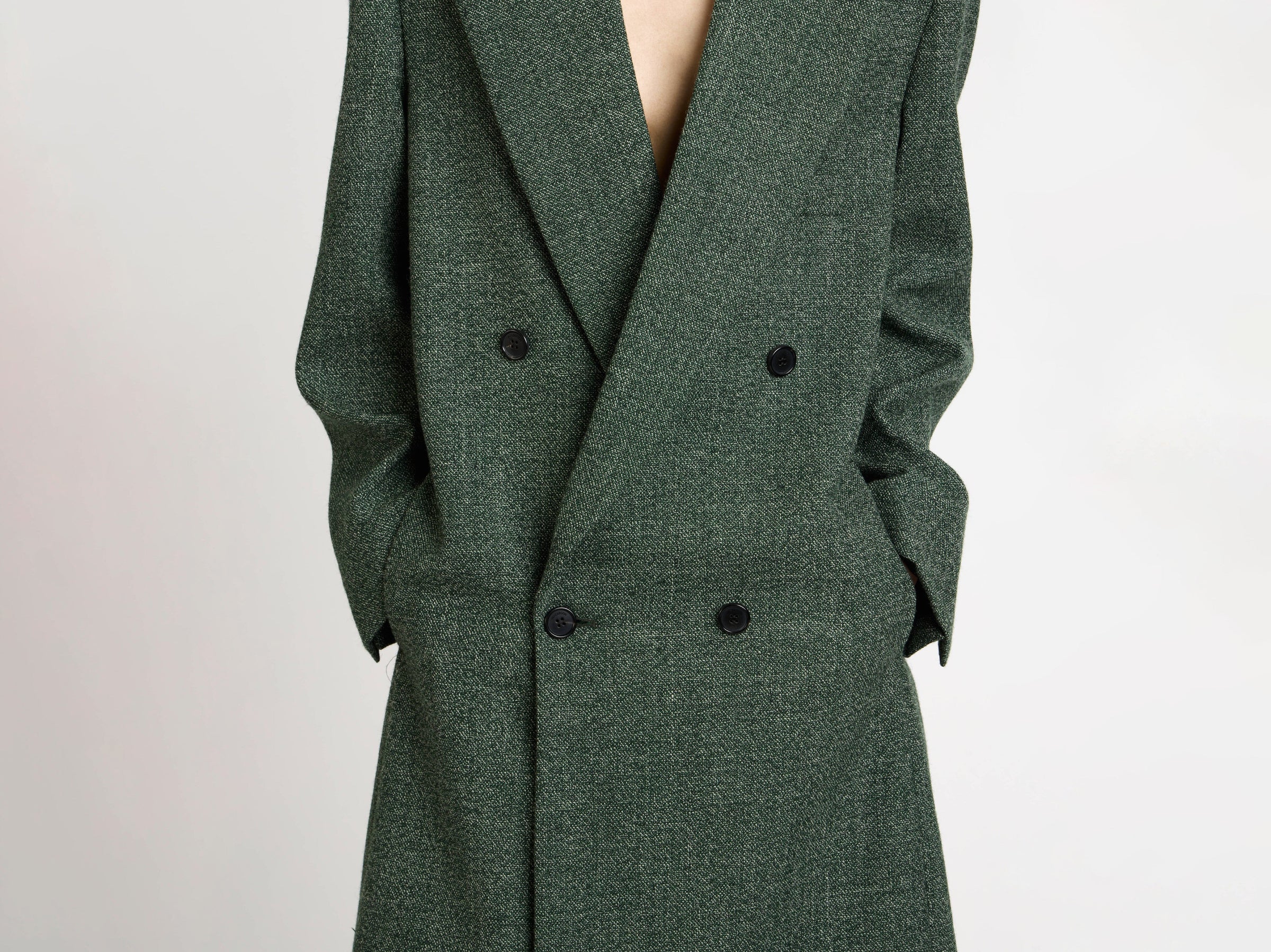 DOUBLE BREASTED COAT IN BOTTLE GREEN