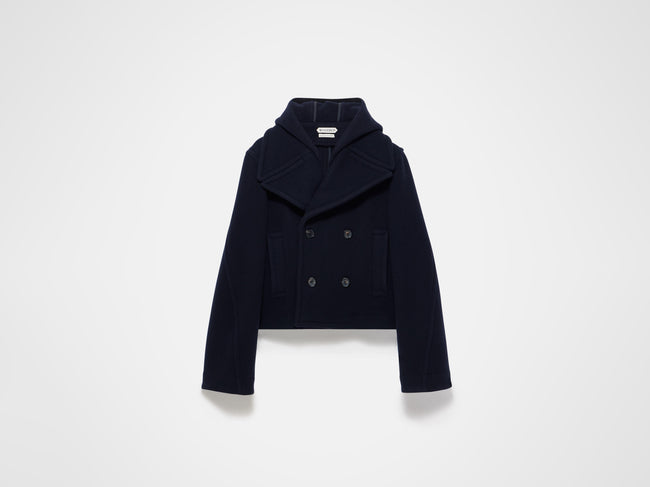 cropped hooded coat navy Product Front 1