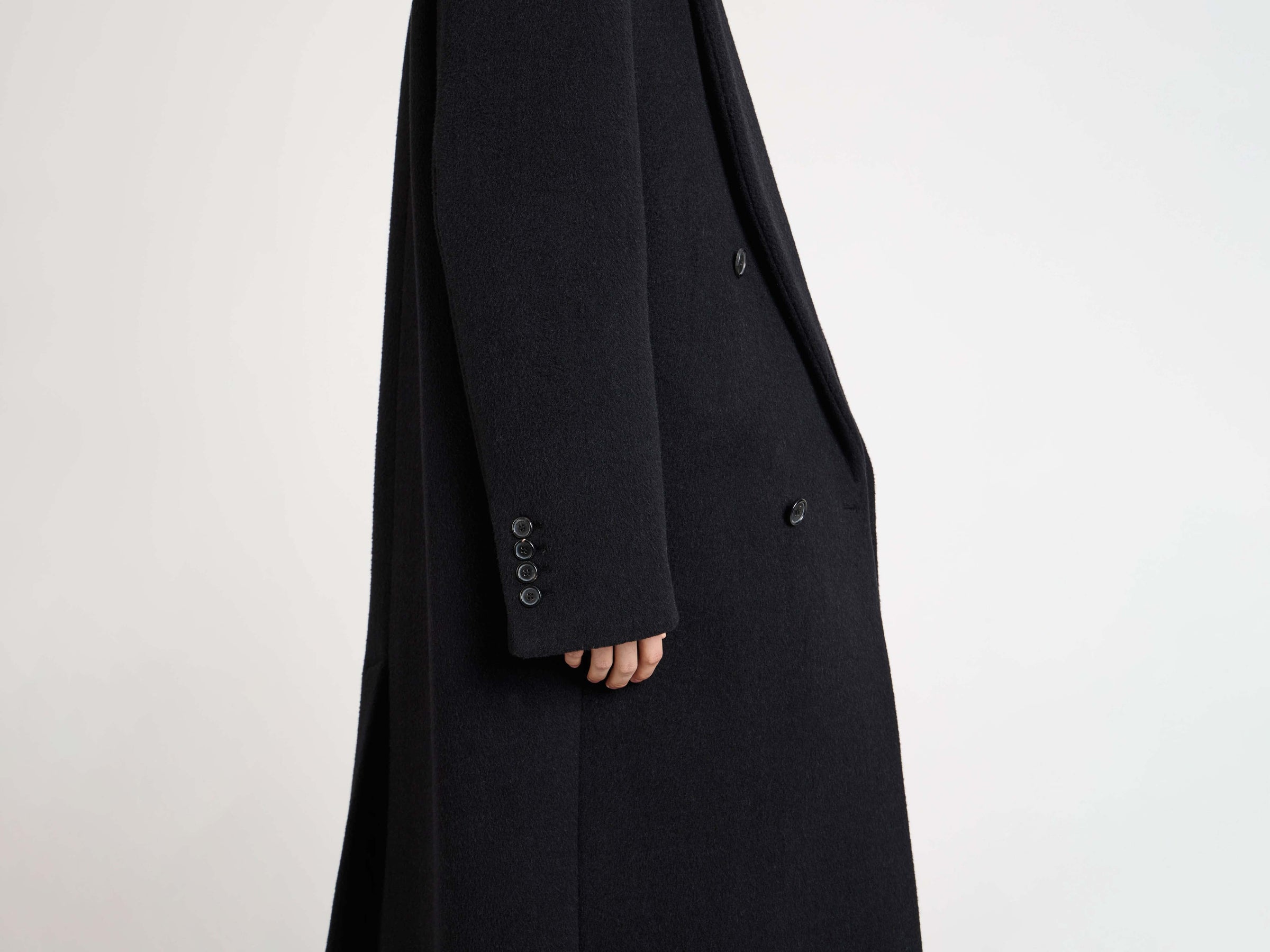 double breasted formal coat black Model Detail 6