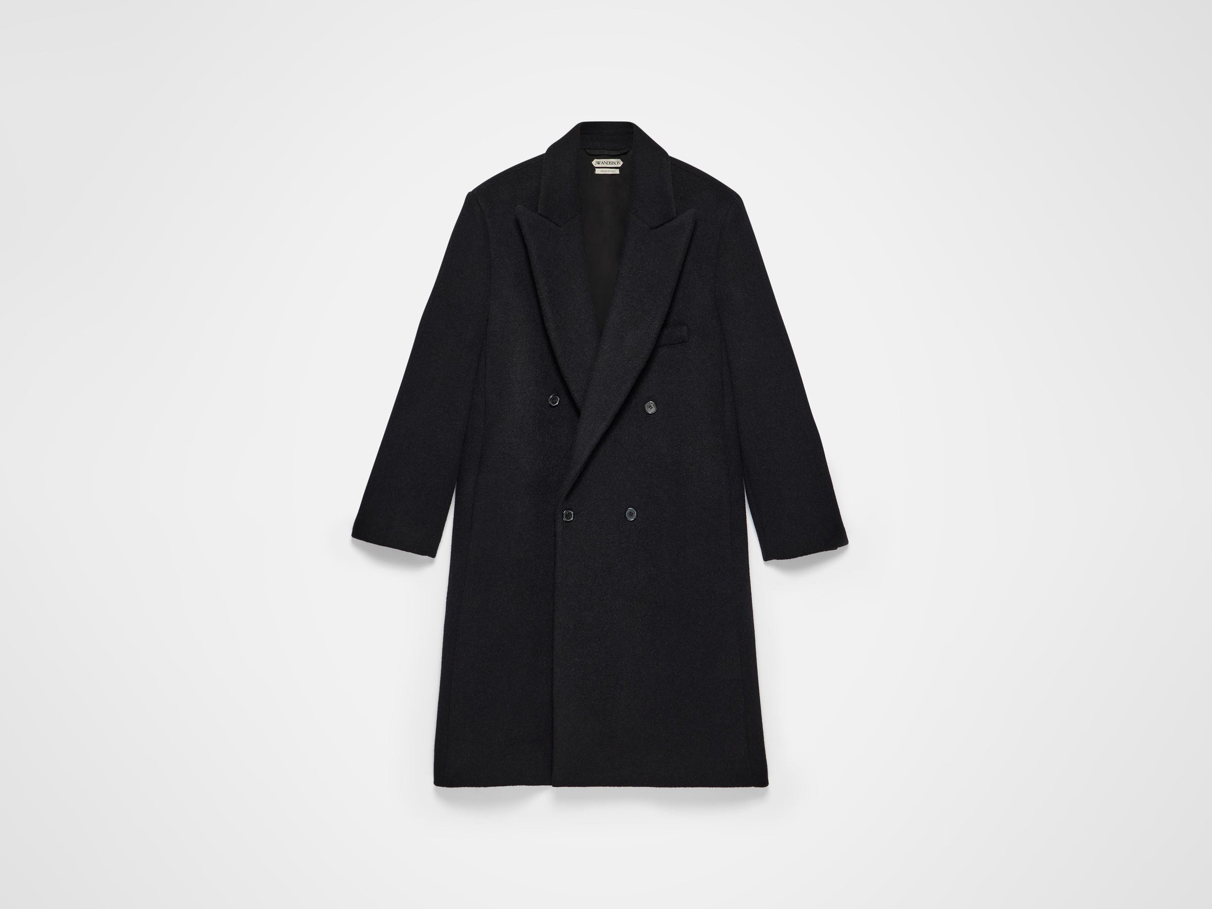 double breasted formal coat black Product Front 1