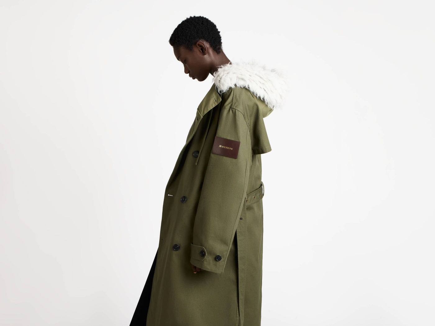 double breasted parka hunter green Model Detail 1