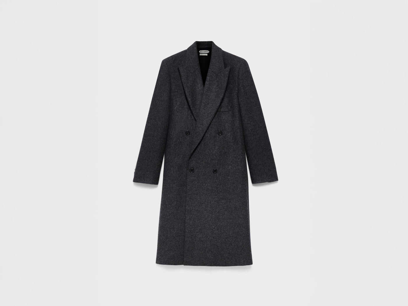 MENS DOUBLE BREASTED CROMBIE COAT IN GREY MELANGE