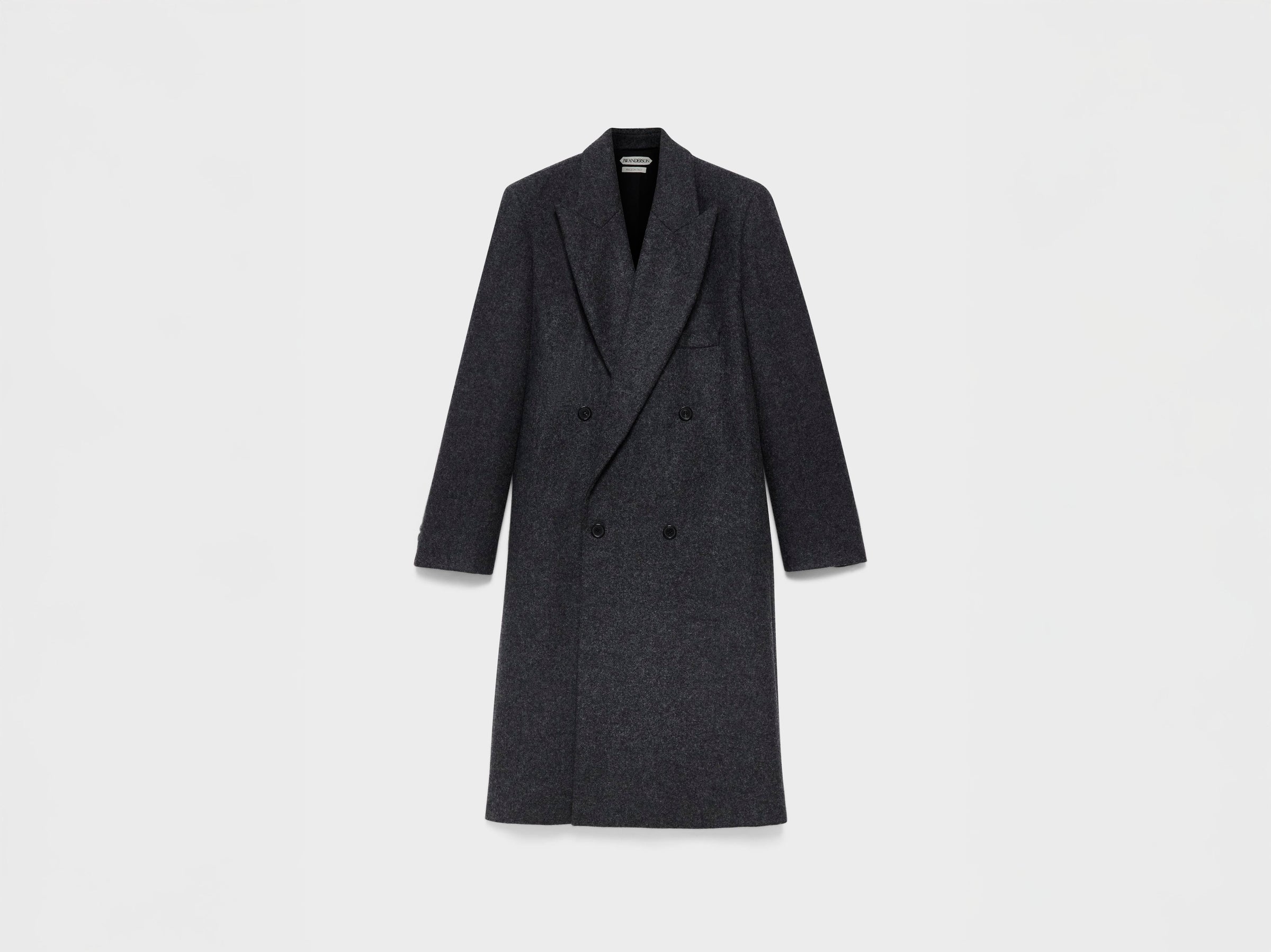 MENS DOUBLE BREASTED CROMBIE COAT IN GREY MELANGE