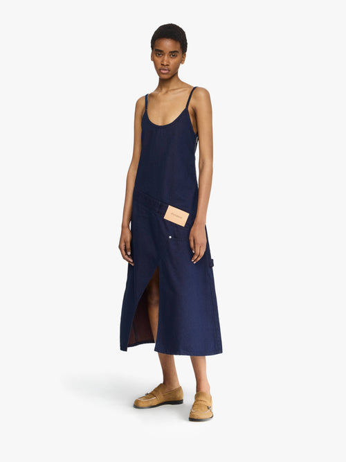 TWISTED DENIM WORKWEAR DRESS