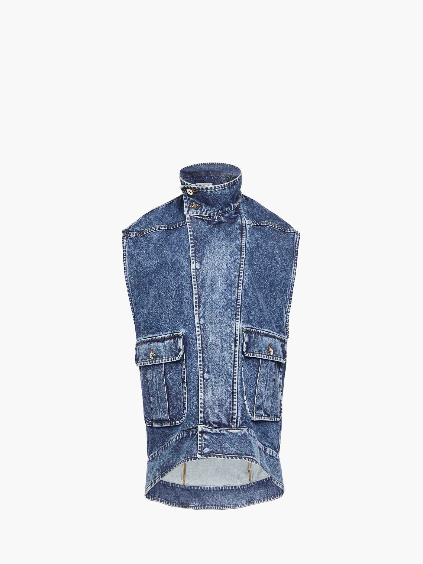 CL_OVERSIZED SLEEVELESS HIGHNECK JACKET - MID BLUE_DJ0037PG1619