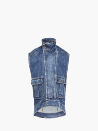 CL_OVERSIZED SLEEVELESS HIGHNECK JACKET - MID BLUE_DJ0037PG1619