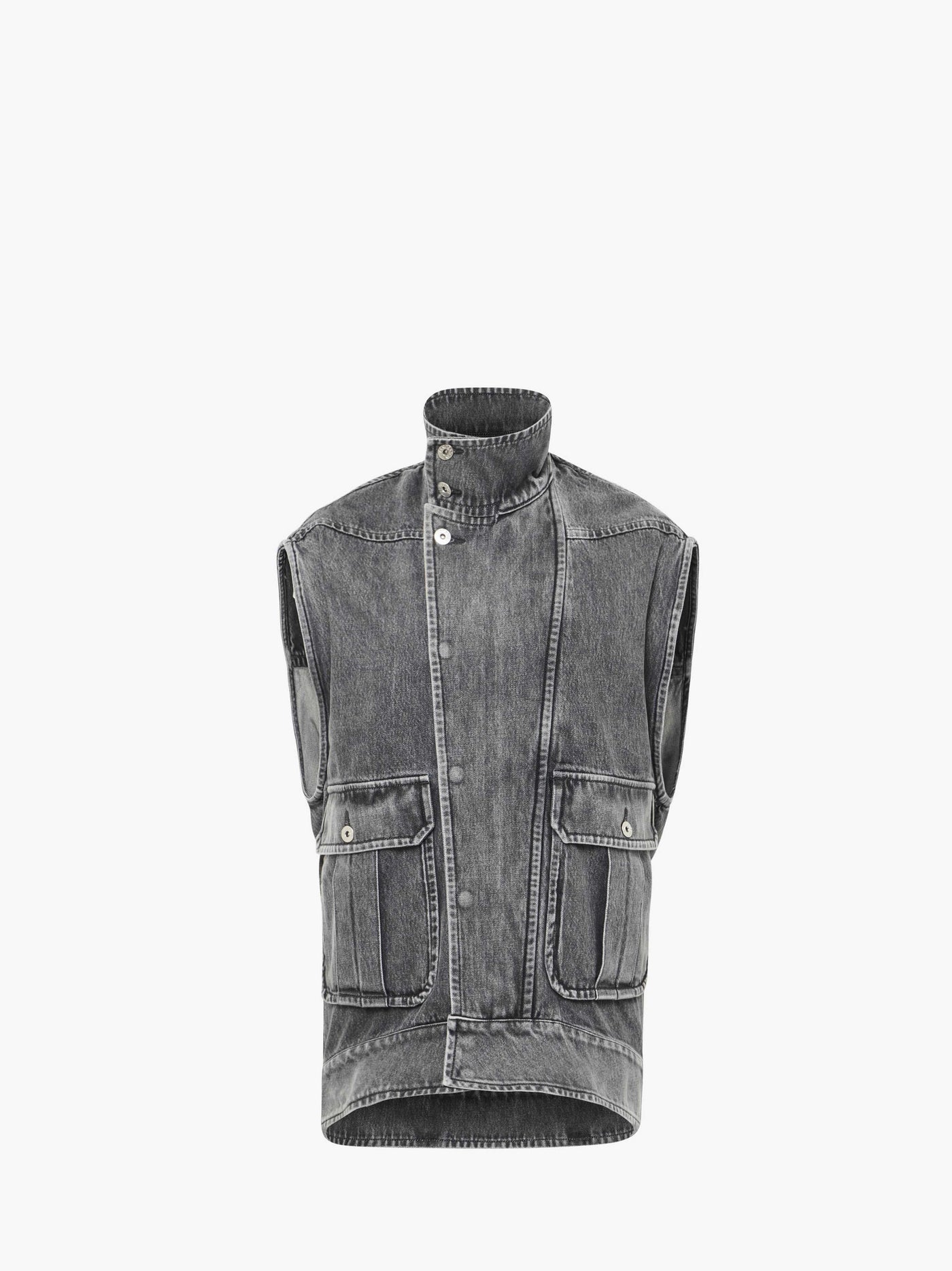CL_OVERSIZED SLEEVELESS HIGHNECK JACKET - GREY_DJ0037PG1745