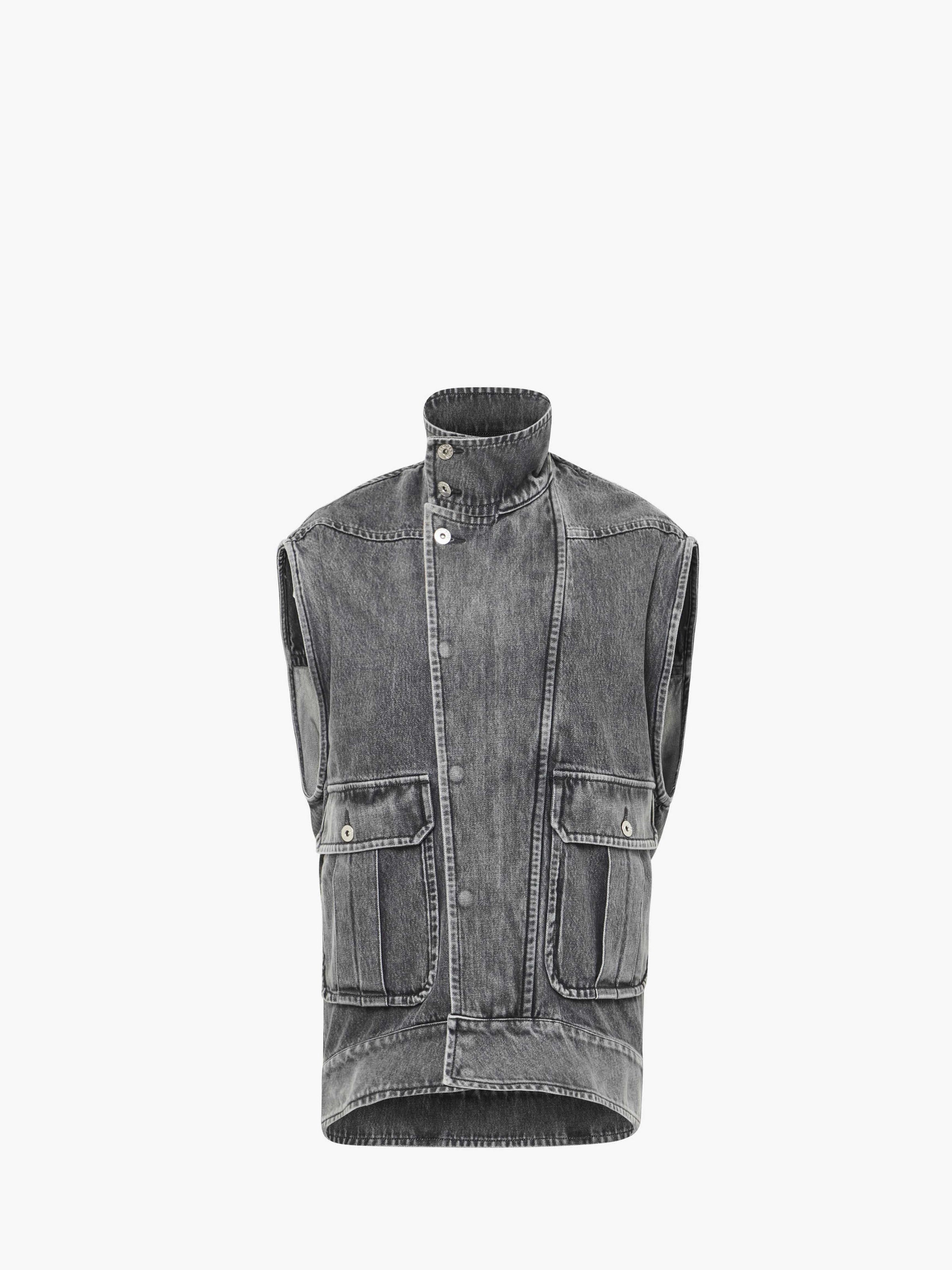 CL_OVERSIZED SLEEVELESS HIGHNECK JACKET - GREY_DJ0037PG1745