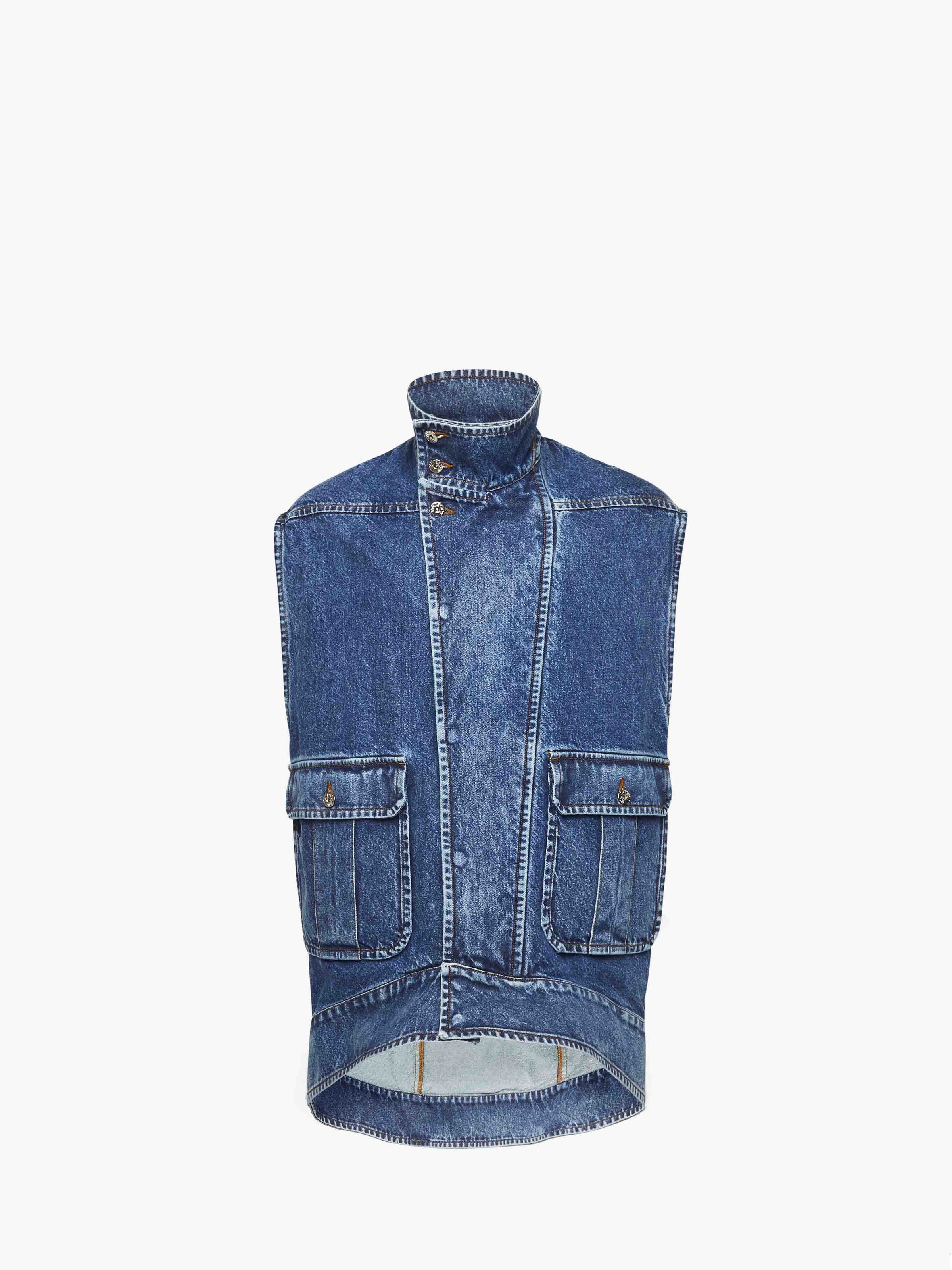 CL_OVERSIZED SLEEVELESS HIGHNECK JACKET - MID BLUE_DJ0038PG1619
