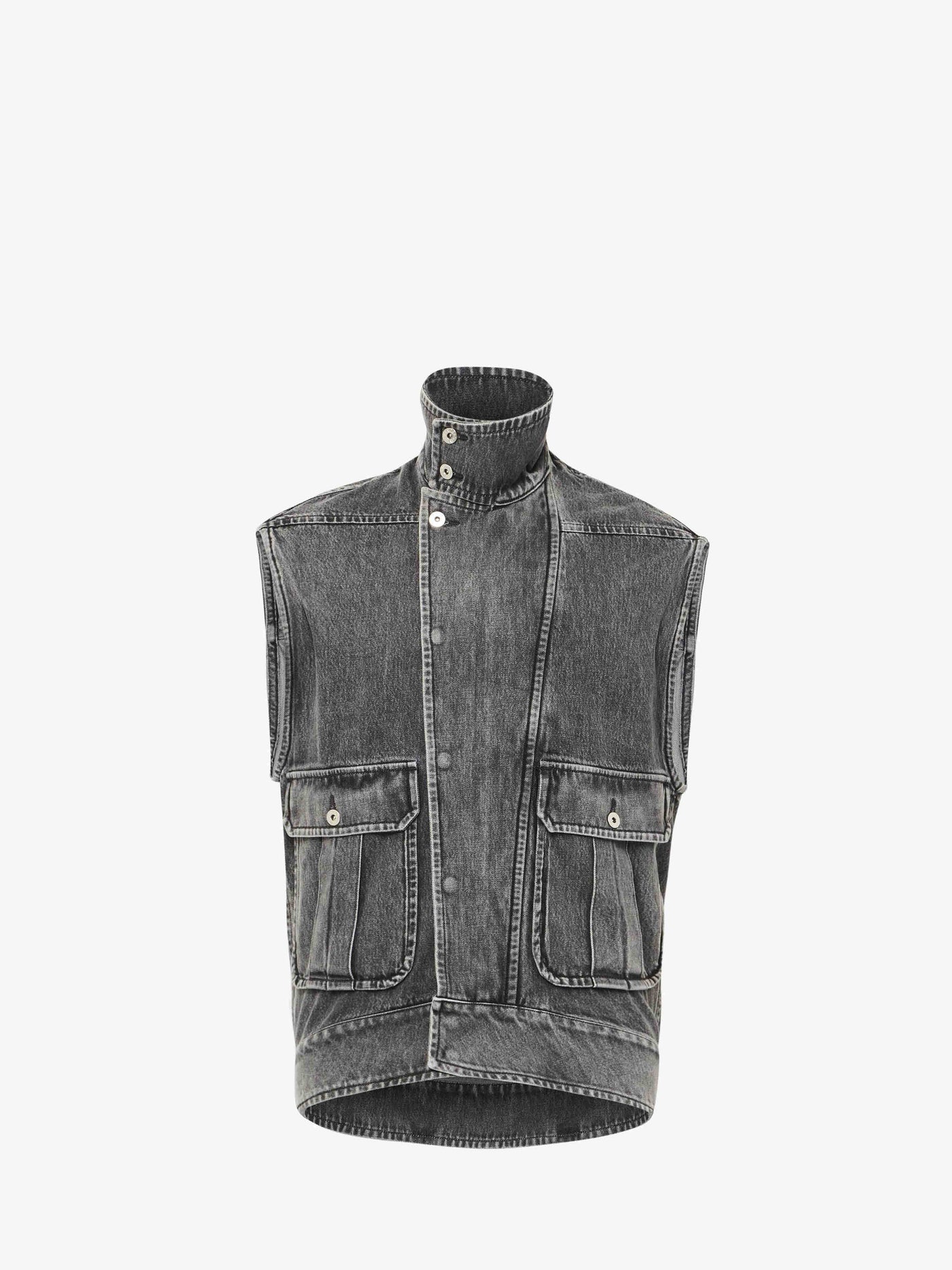 CL_OVERSIZED SLEEVELESS HIGHNECK JACKET - GREY_DJ0038PG1745