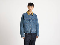 corduroy collar jacket mid blue Model Detail 1
