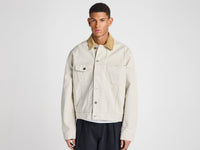 MENS CORDUROY COLLAR DENIM JACKET IN ECRU