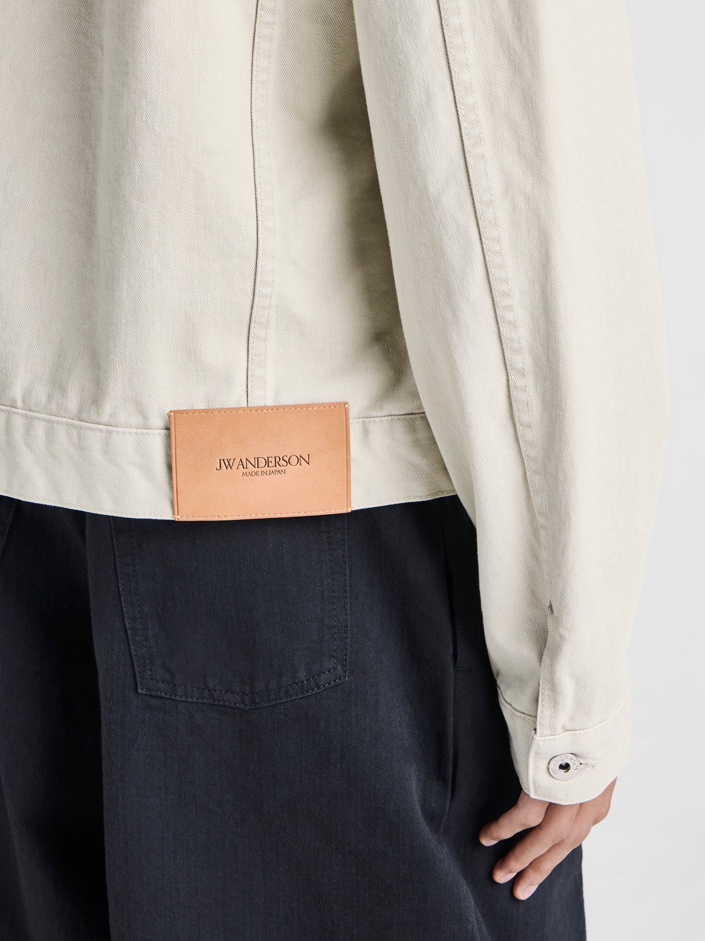 MENS CORDUROY COLLAR DENIM JACKET IN ECRU