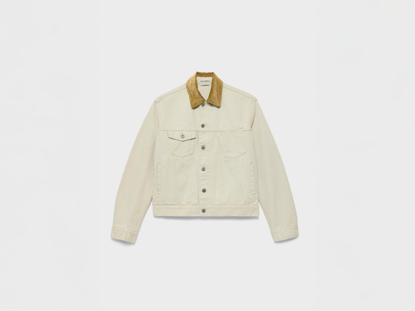 MENS CORDUROY COLLAR DENIM JACKET IN ECRU