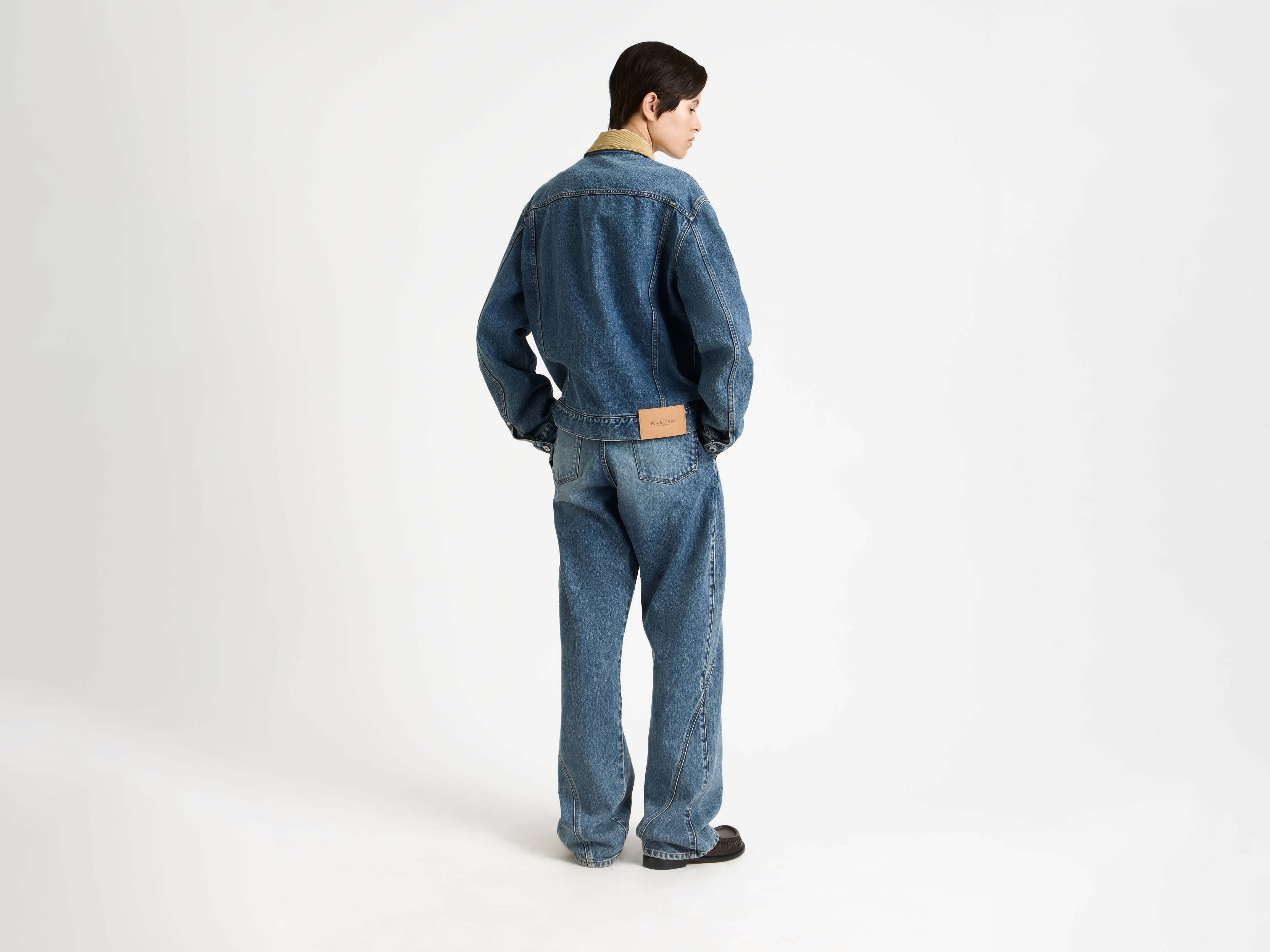 〈LANDS' END〉corduroy collar denim jacket Men's Blanket Lined Denim Jacket With Corduroy Collar