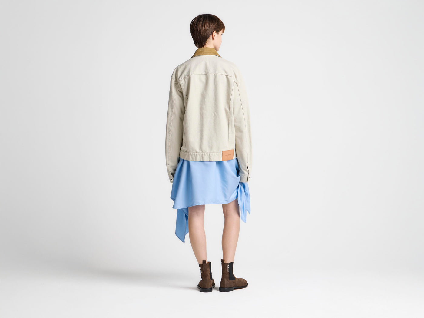 WOMENS CORDUROY COLLAR DENIM JACKET IN ECRU