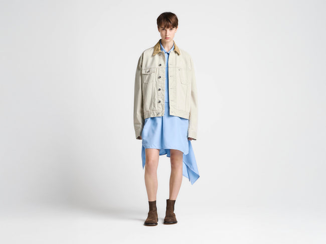 WOMENS CORDUROY COLLAR DENIM JACKET IN ECRU