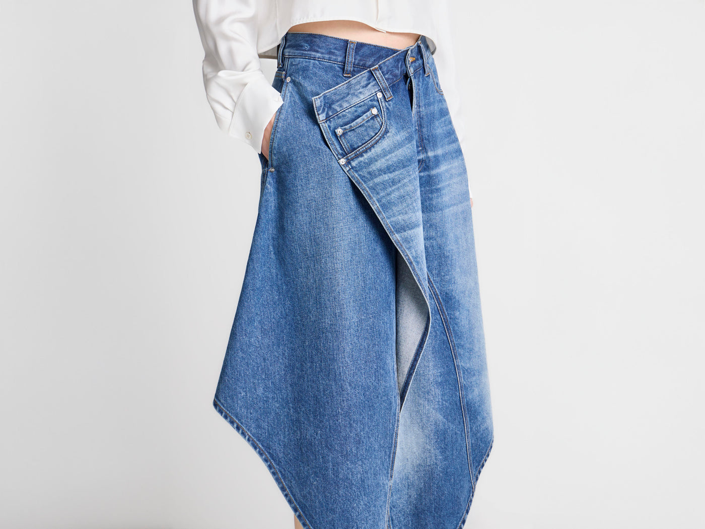 WOMENS DROP FRONT SKIRT IN VINTAGE BLUE