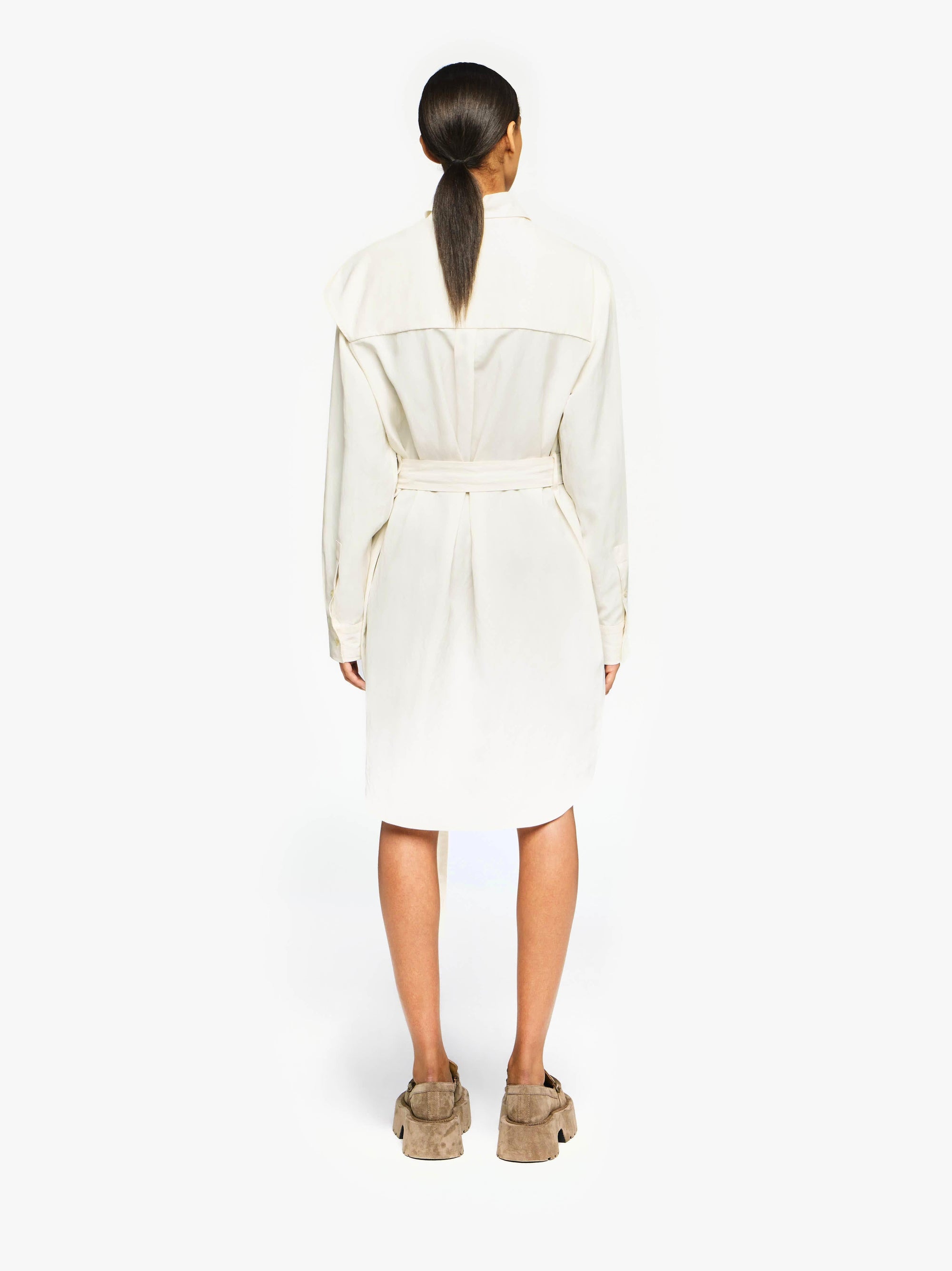 CAPE SHOULDER SHIRT DRESS