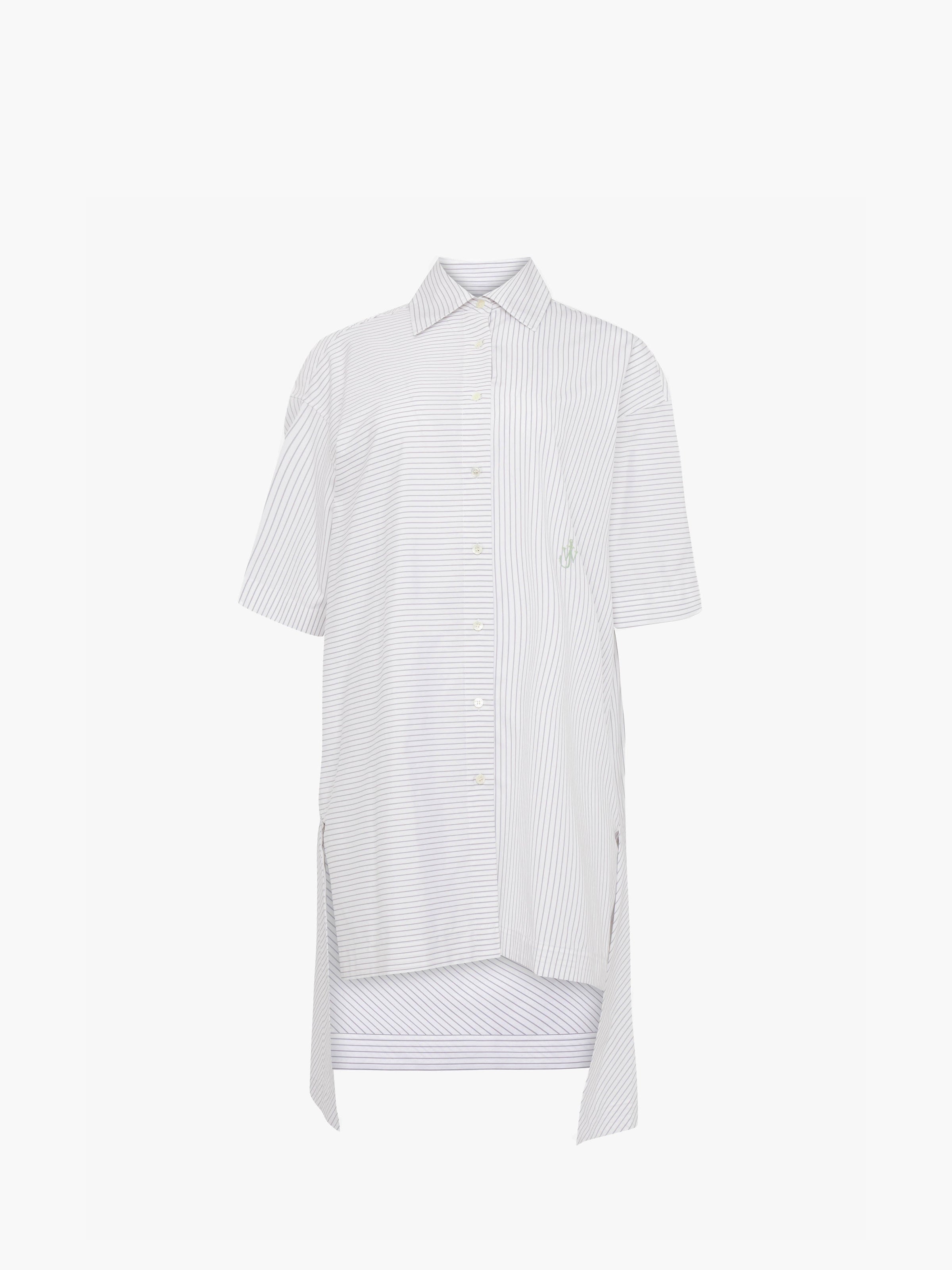 CL_SHORT SLEEVE STEP HEM SHIRT DRESS - GREY/WHITE_DR0475PG1691
