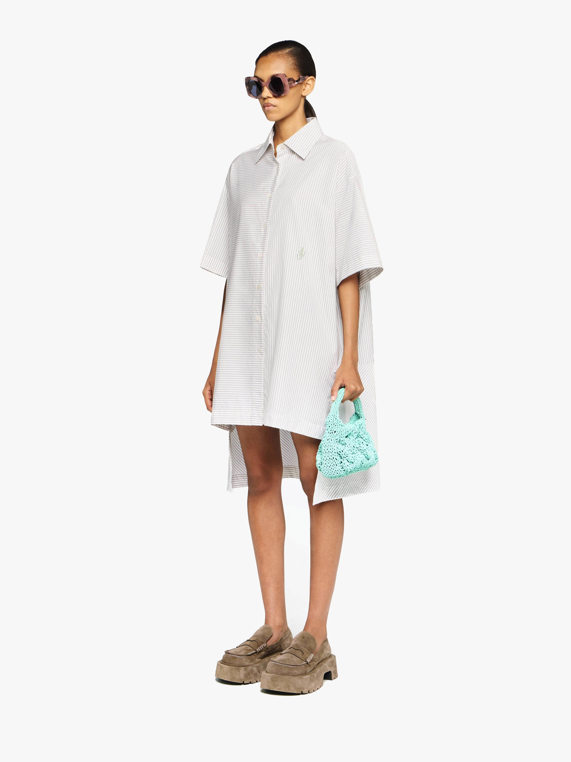 STEPPED HEM SHIRT DRESS