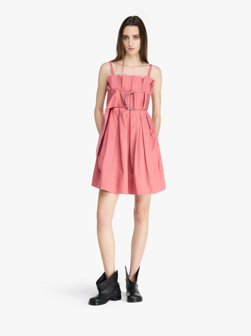 PLEATED D-RING MINI DRESS