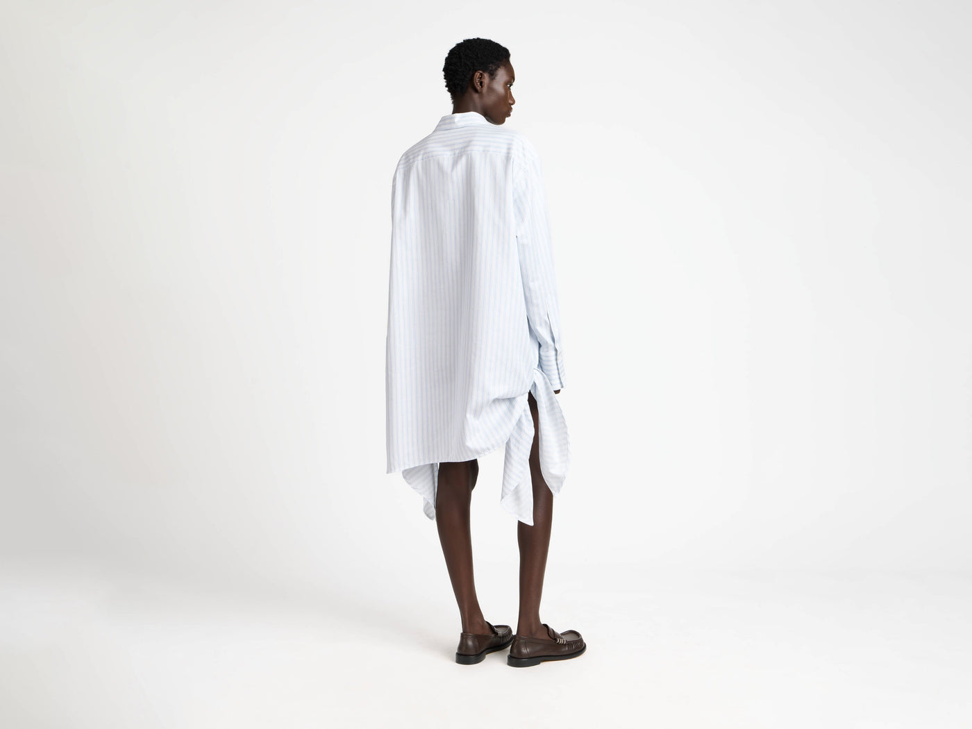 side knot shirt dress white blue Model Back 6
