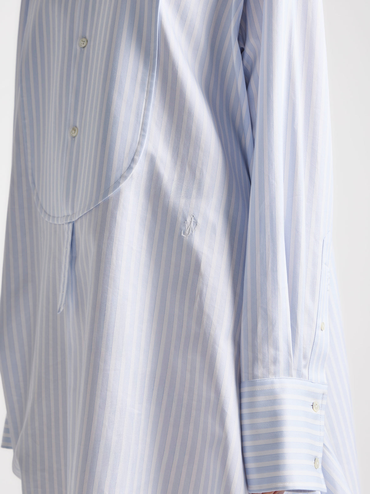 WOMENS SIDE KNOT SHIRT DRESS IN WHITE & LIGHT BLUE