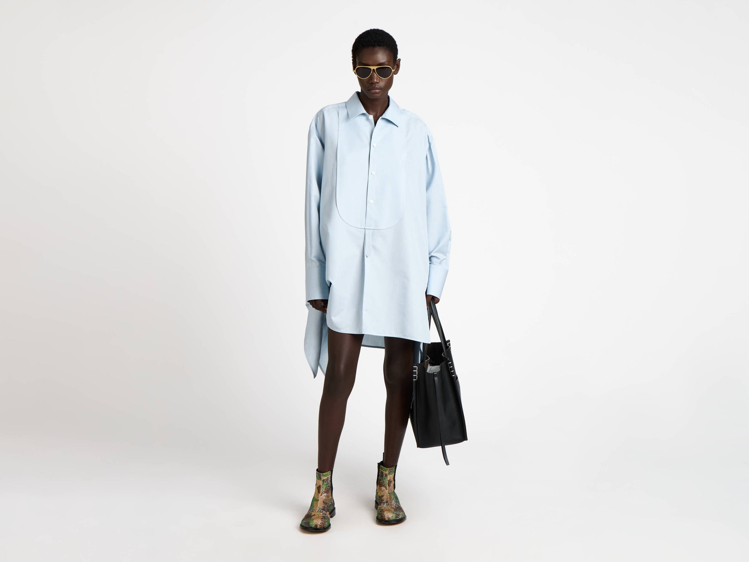 side knot shirt dress powder blue Model Detail 1