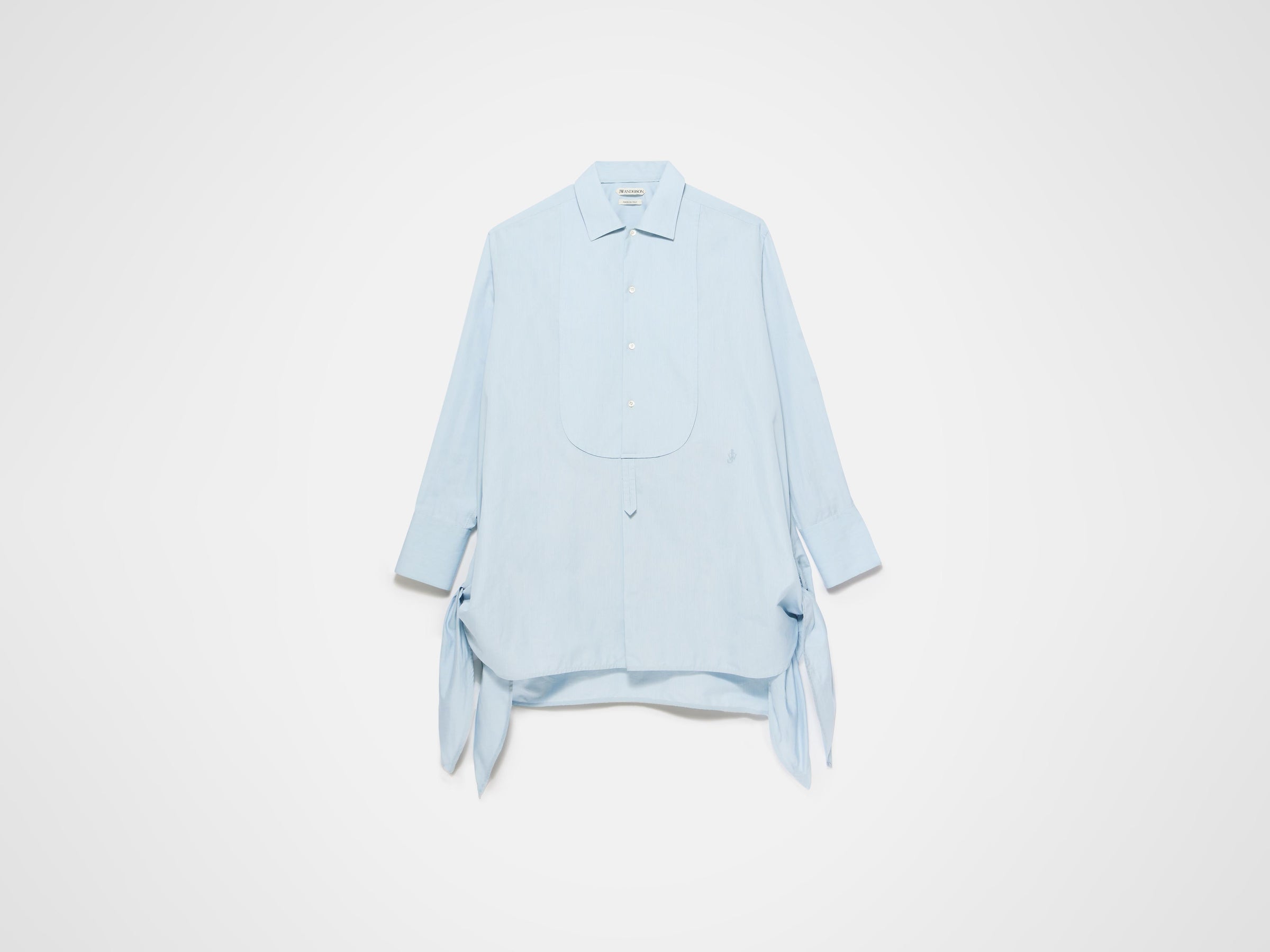 KNOTTED DETAIL SILK SHIRT DRESS IN POWDER BLUE