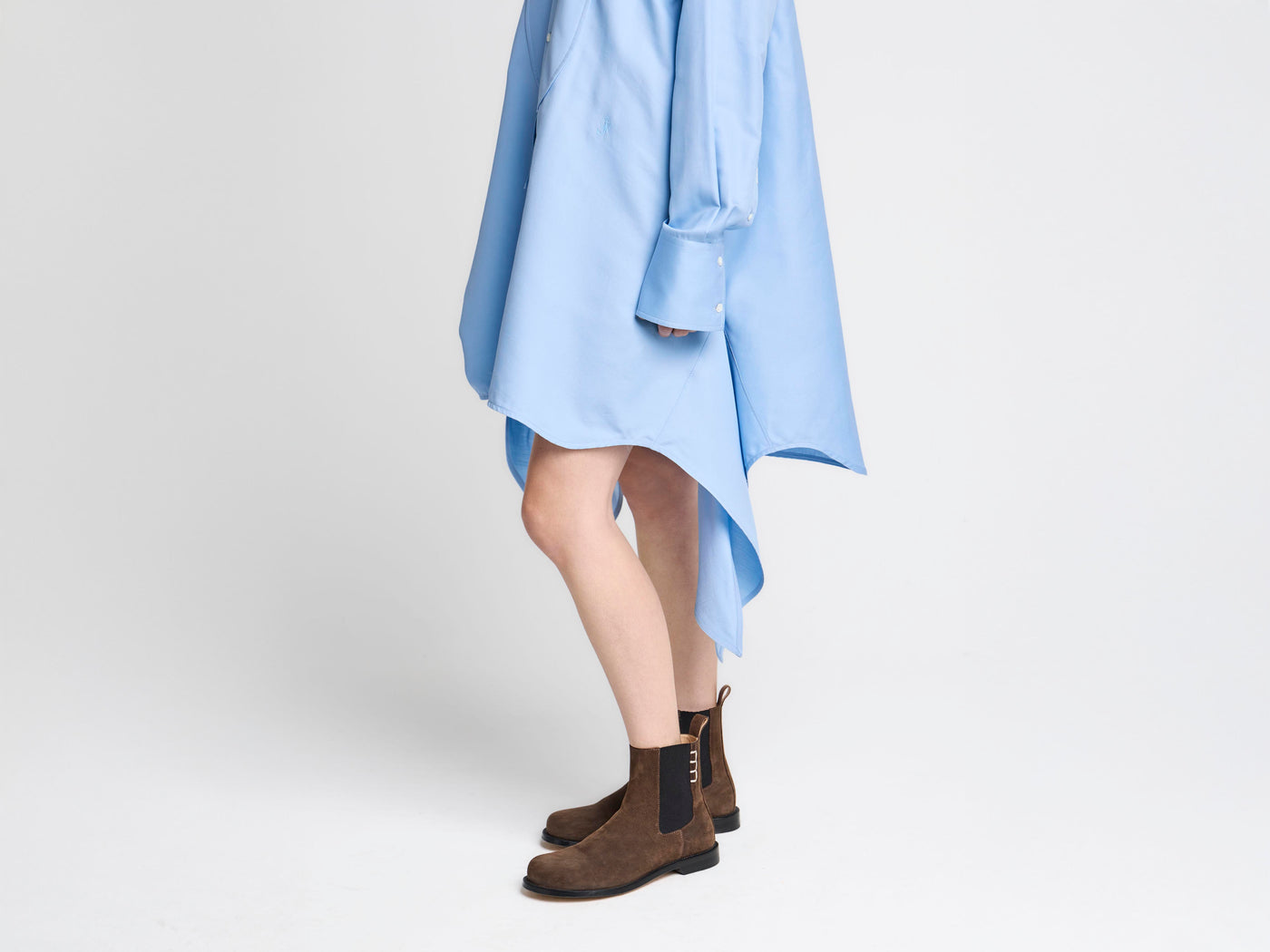 WOMENS SIDE KNOT SHIRT DRESS IN CORNFLOWER BLUE
