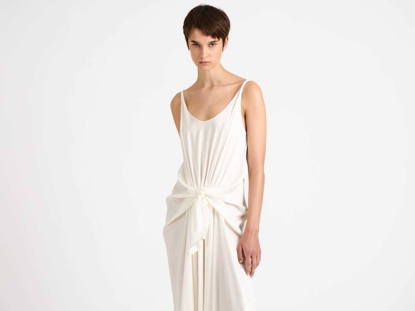 silk knot dress Knot Front Dress - Botanical Green Satin