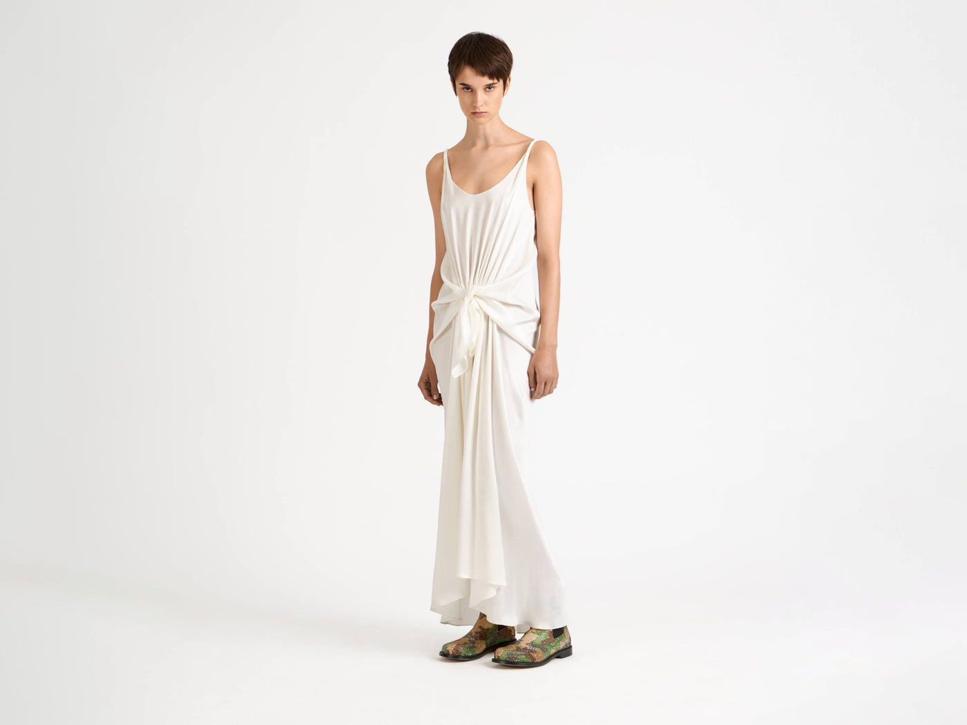 waist knot dress off white Model Front 4