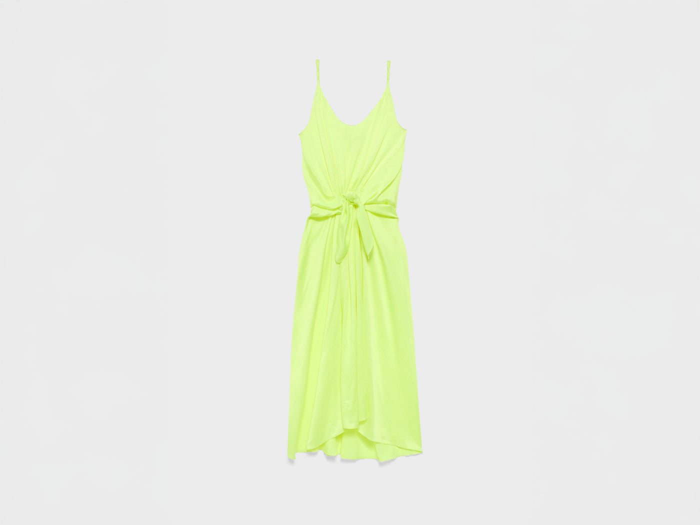 WOMENS KNOTTED WAIST LONGLINE DRESS IN FLURO YELLOW
