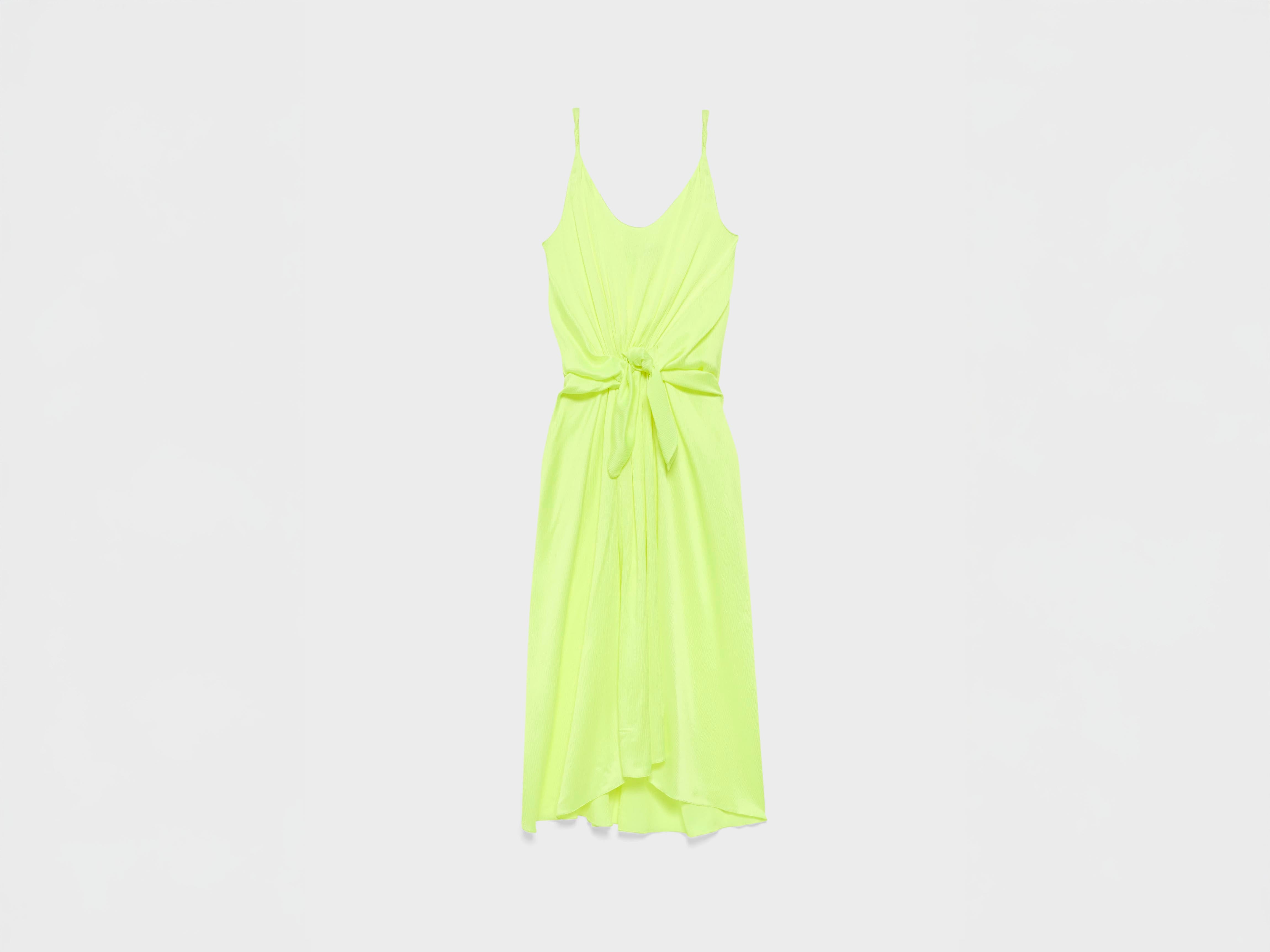 WOMENS KNOTTED WAIST LONGLINE DRESS IN FLURO YELLOW in FLURO YELLOW  DR0503PG189724306
