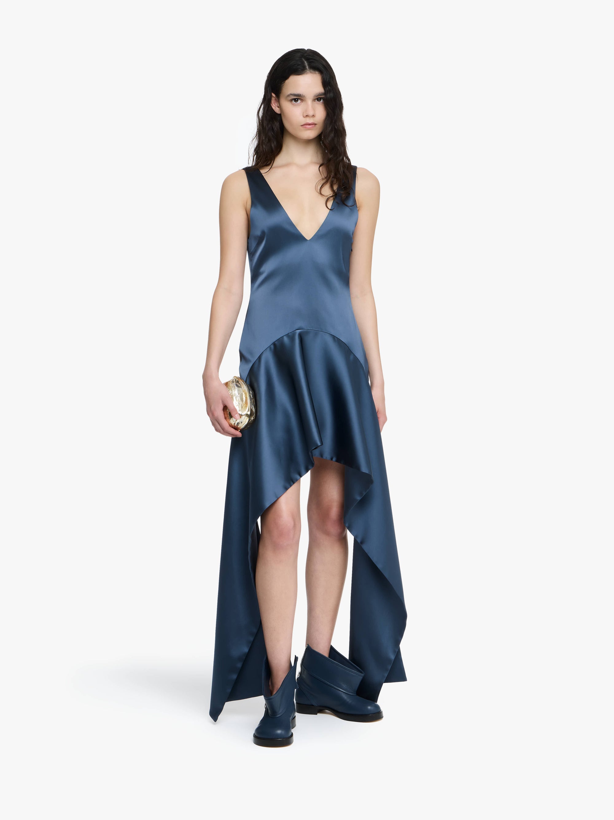 V-NECK DRAPED MINI DRESS
